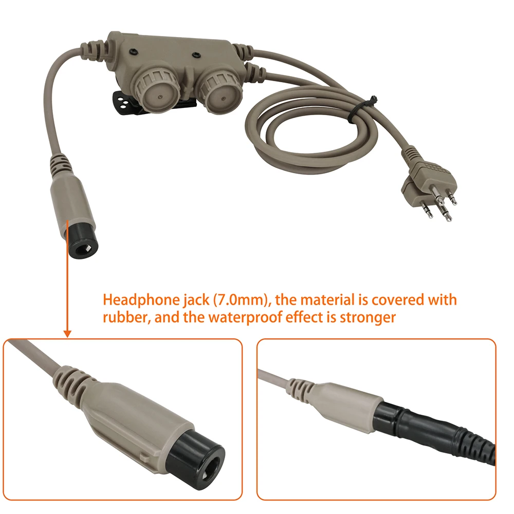 Tactical Headset U94 Ptt Dual Push To Talk RAC Ptt Midland 2 Pin Plug for Airsoft Shooting Hunting Headphone with 7.00mm Plug