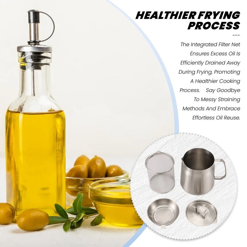 Горшок для масляного фильтра из нержавеющей стали 2-в-1 емкость кухни 2 л