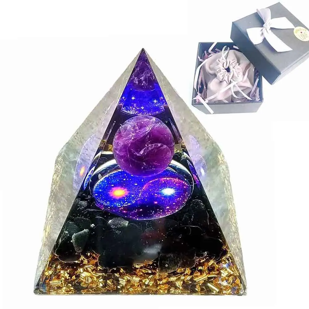 

Pyramid Amethyst Natural Crystals Orgone Pyramid 6cm Healing Reiki Chakra Energy Meditation Tool Home Decor Birthday Gift