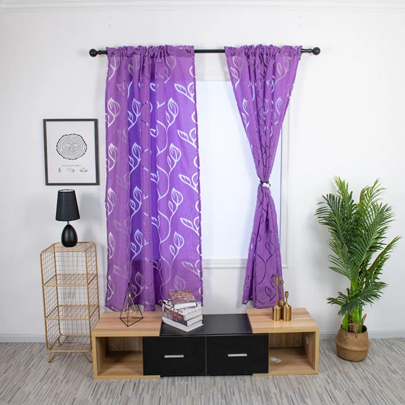 

Vines Leaves leaf Window Screens Modern Decorative Curtains Jacquard Gray Window Bedroom Living RoomWashable Polyester Curtain