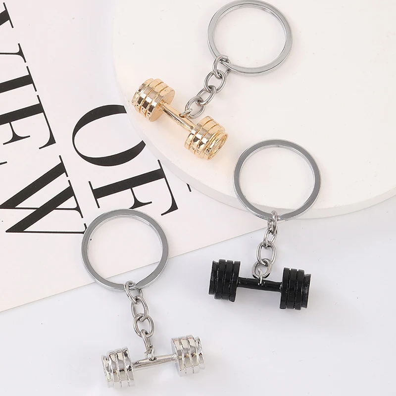 

Personality Dumbbell Keychain Sports Fashion Car Keyring Bag Hanging Jewelry Pendant For Women Popular Fitness Gift