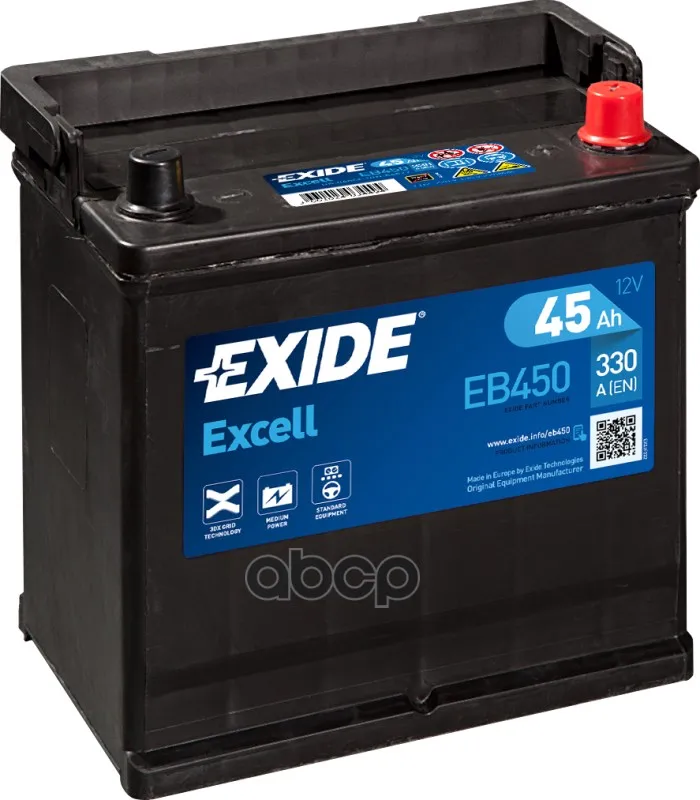 Exide Eb450 Excell_аккумуляторная Батарея! 19.5/17.9 Евро 45ah 330a 218/133/223 EXIDE арт. EB450