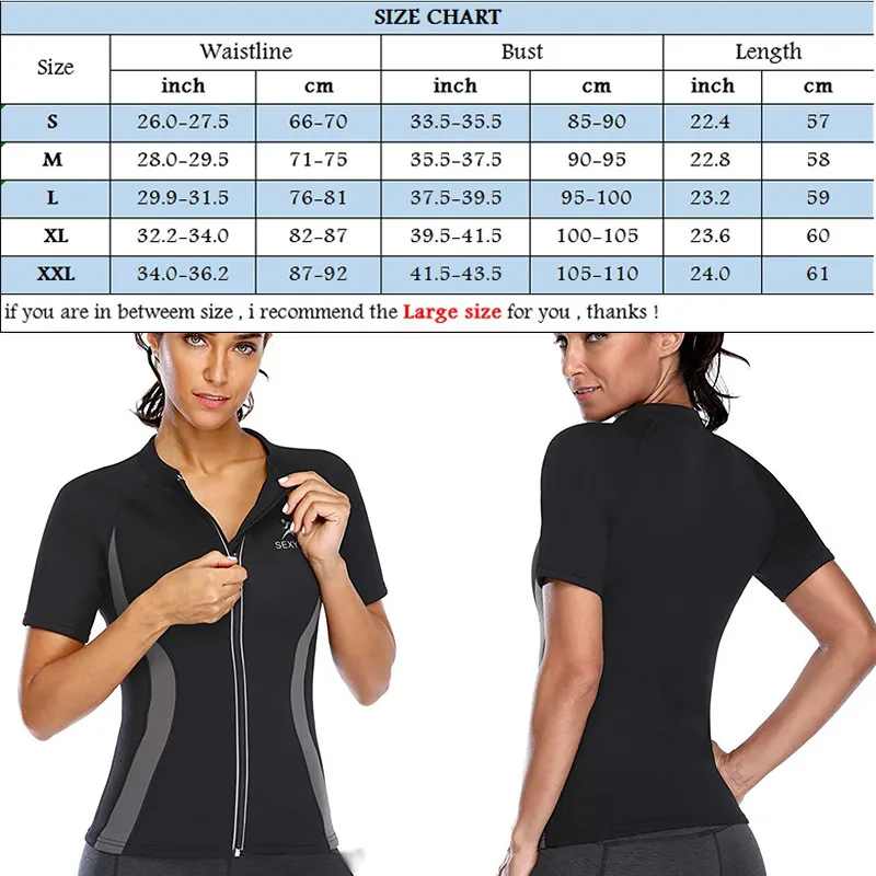 LAZAWG Sauna Top for Women Weight Loss Sweat Slimming Shirt Fitness Short Sleeve Waist Trainer Zipper Body Shaper for Woman Gym