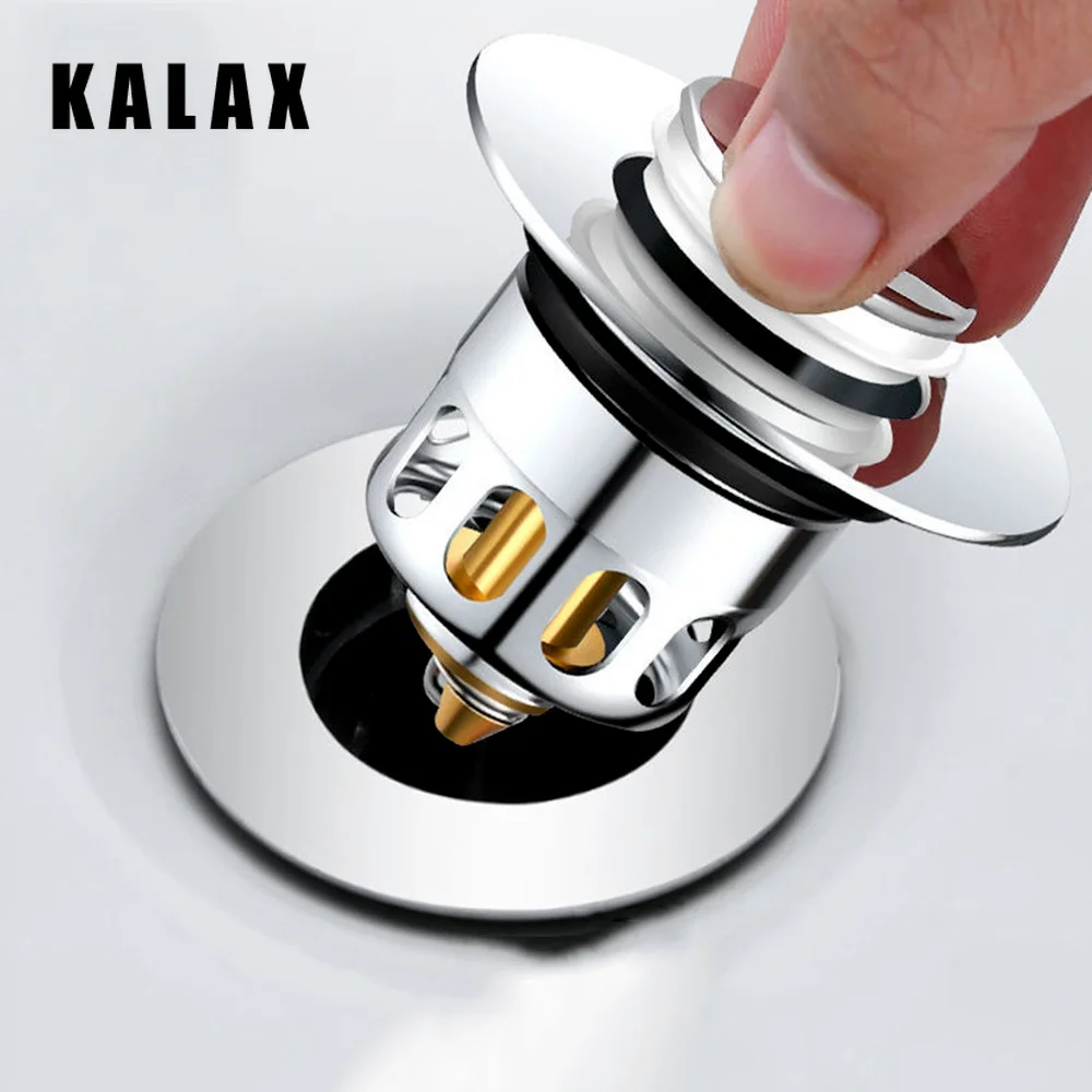 

Universal Stainless Steel Copper Pop-Up Bounce Core Basin Drain Filter Hair Catcher Deodorant Bath Stopper Bathroom Supplies