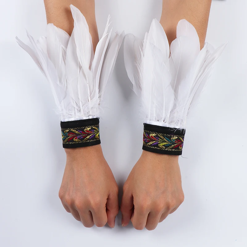 

Female Fashion Fake Sleeves Cuffs Wrist Warmers Natural Feather Wrist Cuffs Hand Wrist Decoration Hand Sleeve Cosplay Accessory