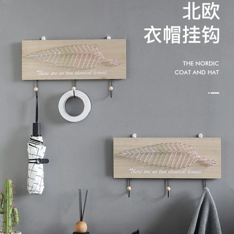 

American Hallway Coat Rack Key Hook Creative Wooden Rope Wall Hanger Room Decorative Wall Hangings Wall Decorations