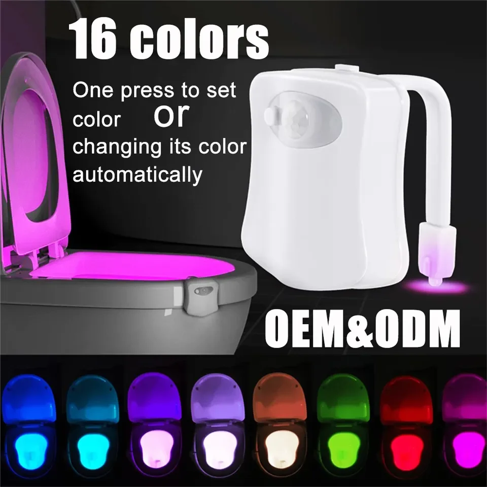 16 Colors Toilet Night Light PIR Motion Sensor Toilet Lights LED Washroom Night Lamp Toilet Bowl Lighting  Creative Night Light