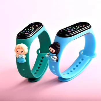Disney Frozen Elsa Princess LED Electronic Waterproof Watch Cartoon Anime Character Snow White Sports Xiaomi Watch Birthday Gift 4