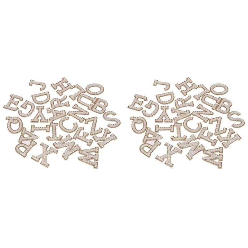 

2 шт. золотые стразы, жемчужный Английский алфавит, 3D наклейки из бисера, Смешанная вышивка, нашивка для одежды, логотип, сделай сам, аппликац...