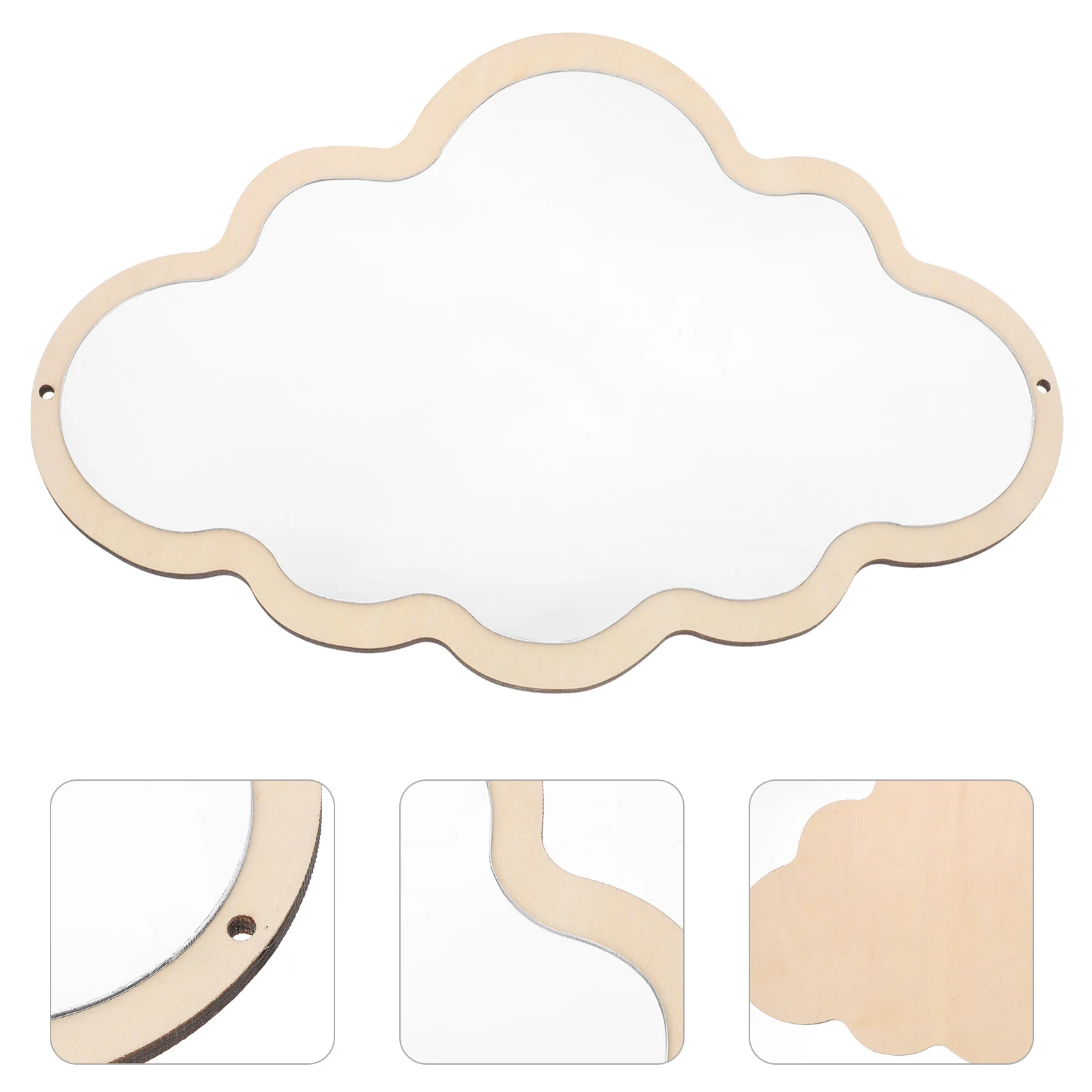 

Safety Mirror Nordic Decorative Mirror Cloud Shape Vanity Wood Frame Hanging Makeup Mirrors for Children Kids Room Home Decor