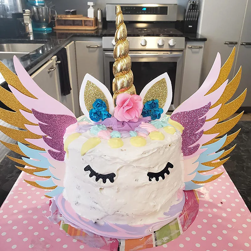 

Rainbow Unicorn Cake Topper for Cakes Decorating Unicorn Kids Girl Birthday Party Favors Baby Shower Baking Decoration