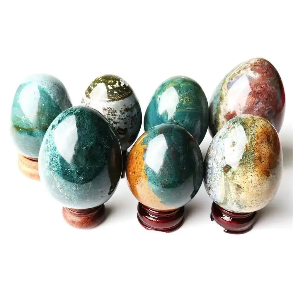 

Folk Crafts Natural Jasper Crystal Healing Stones Ocean Jasper Eggs 200g-500g 1pc