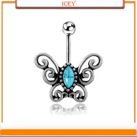 1pc butterfly belly ring crystal navel stud rhinestones belly navel jewelry stainless steel belly button ring alloy navel button