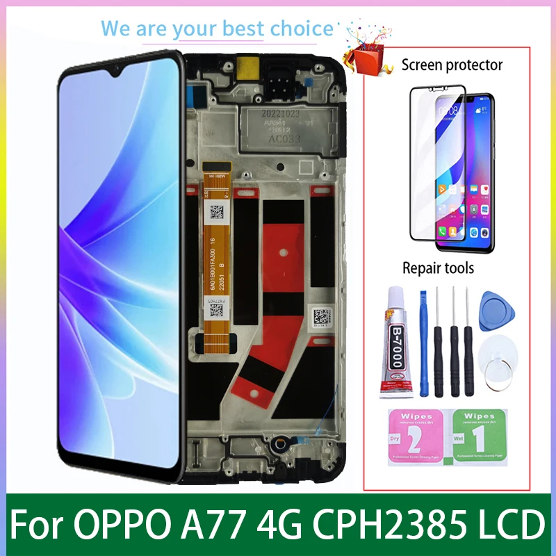 ЖК-дисплей 6,56 дюйма для OPPO A77 4G, оригинальный дисплей с рамкой, модели сенсорных экранов, панель CPH2385, дигитайзер, запасные части