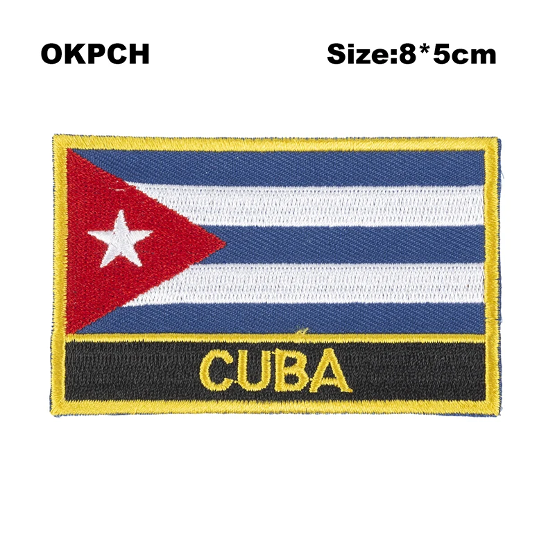 

Cuba Flag Embroidery Patches Iron on Saw on Transfer patches Sewing Applications for Clothes in Home&Garden