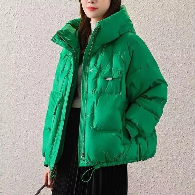 

Vangull Winter Solid Thicken Women Jacket Long Sleeve Stand Collar Zipper Female Warm Coat Fashion Bread Ladies Soft Outwear