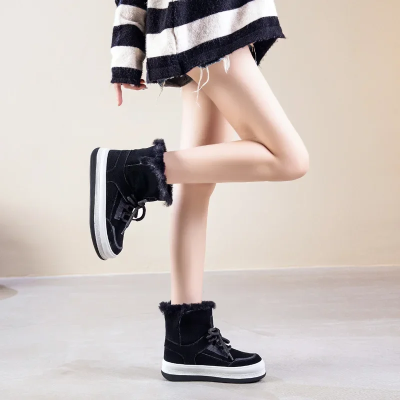 

2023 Autumn and Winter Genuine Leather Casual Comfort Plush Women's Snow Boots
