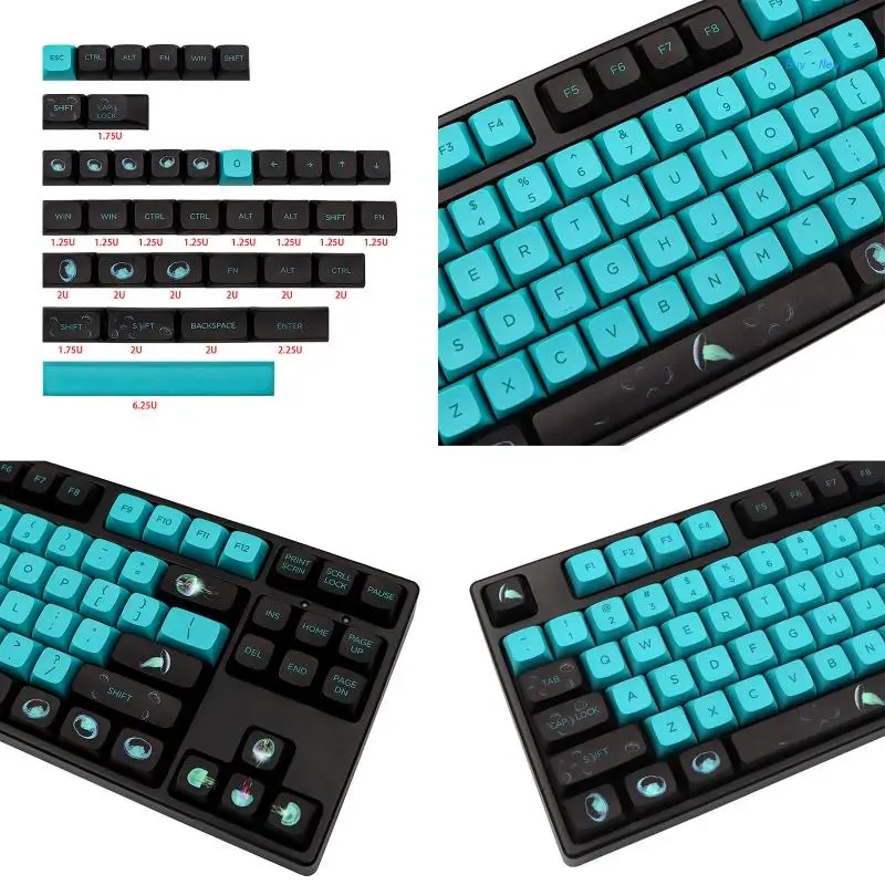 

Колпачки для ключей PBT XDA, колпачки для ключей с Rgb-подсветкой, 141 клавиш, желе, рыба