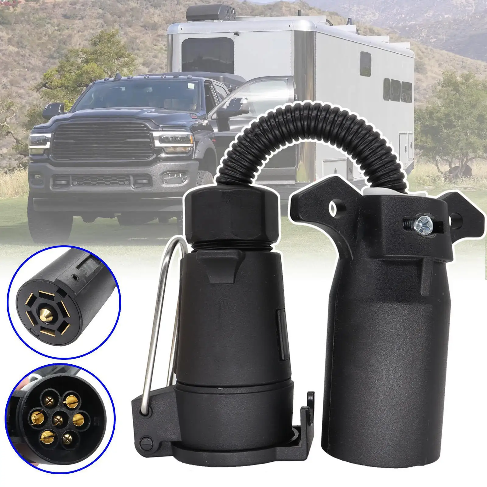 

Trailer Light Converter USA 7 Pin Socket To EU 7 Pin Circuit Round Plug Connector Taillight Trailer Separation H6N4