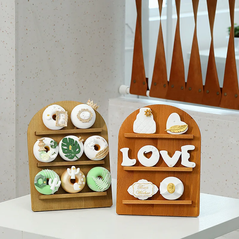 Three-layers Wooden Donut Stand Cake Biscuit Doughnut Tower Board Table Display Decoracion for Christmas Wedding Baby Shower