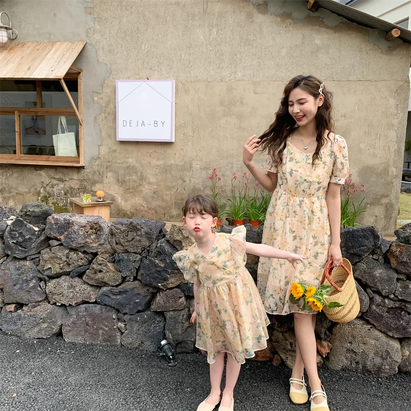 

Family Matching Outfits Mother Kids Mother Daughter Matching Clothes Baby Girl Clothes Family Look Floral Sweet Princess Dress