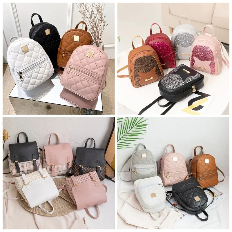 

PU Leather Shoulder Small Backpack School Bags For Girls Simple Women's Backpack Mini Backpack Casual Female Backpack For Travel
