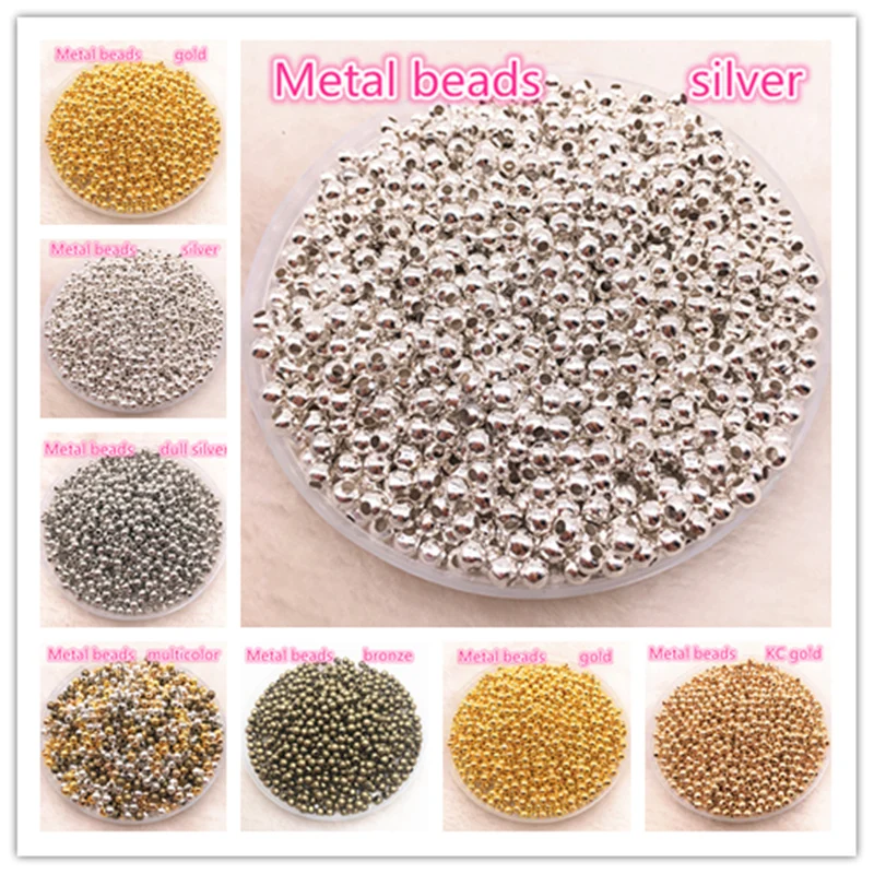 

Jewelry Findings Diy 3mm 4mm Gold/Silver/Bronze/Silver Tone Metal Beads Smooth Ball Spacer Beads For Jewelry Making