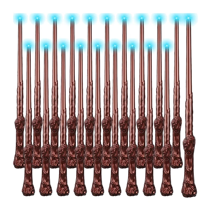 

20 PCS Wizard Wand Sound Illuminating Toy Wand 14.2 Inch Plastic For Kids Girls Boys Costume Cosplay Accessory Halloween Party