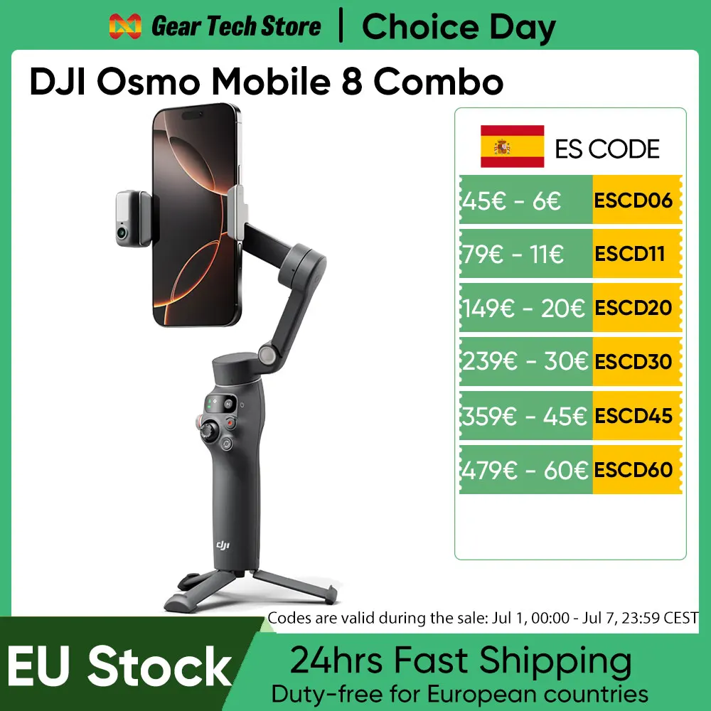 Dji Osmo Mobile 8 Combo Om8, Smartphone Gimbal Stabilizer, 3-Axis Gimbal for Mobile Phone, Osmo Mobile 8
