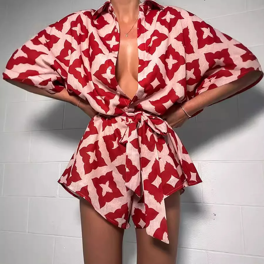 Новинка 2024 осенний женский свободный повседневный комбинезон с принтом на