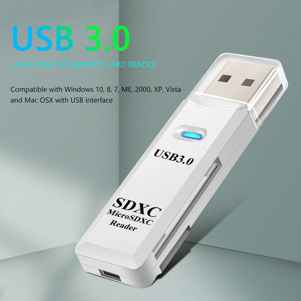 

2 in 1 TF Card Reader USB 3.0 Adapter SDHC SDXC MMC Drive Free USB Card Reader SD Smart Memory Card Flash Drive Cardreader