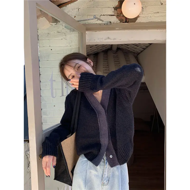 

Модный трендовый свободный простой кардиган, куртка, повседневный милый кардиган, Новый Дикий милый вязаный свитер на осень и зиму