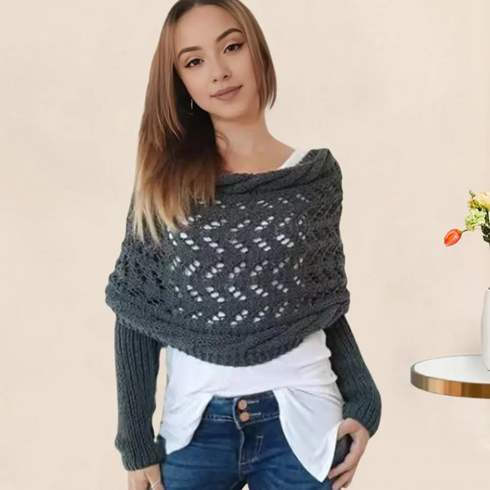 Шаль-шарф с рукавами вязаный шарф в богемном стиле многофункциональный крючком