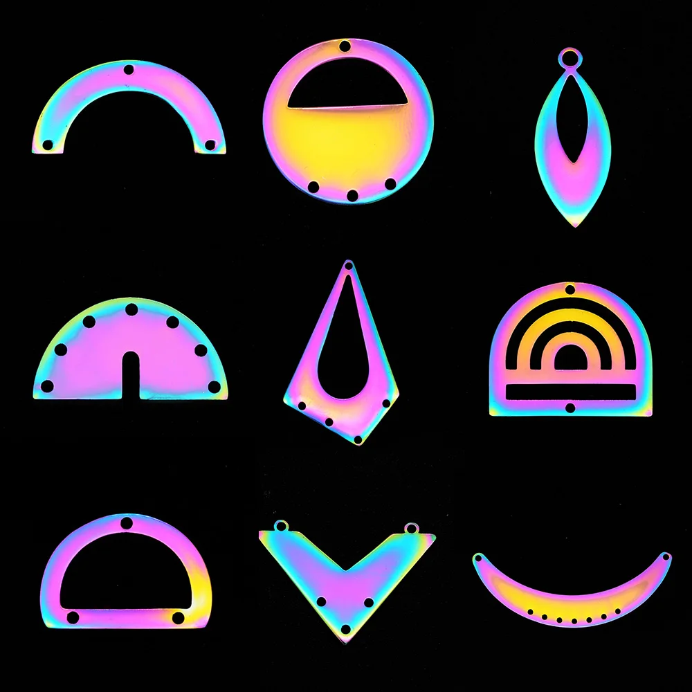 

Stainless Steel Pendants Multicolor Geometric Hollow Charms DIY Making Necklace Earrings For Women Party Jewelry Findings,2PCs