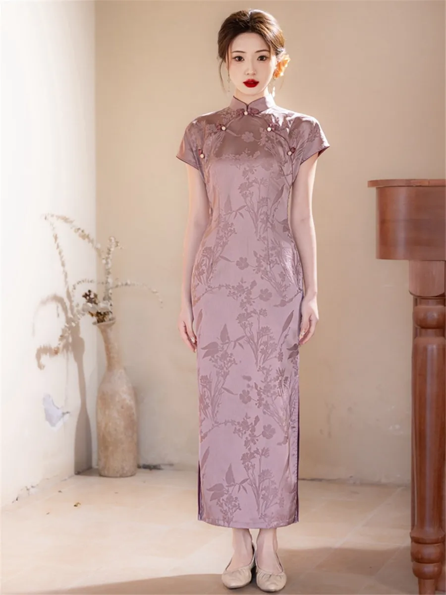 Cheongsam в китайском стиле с воротником-стойкой женское ретро винтажное