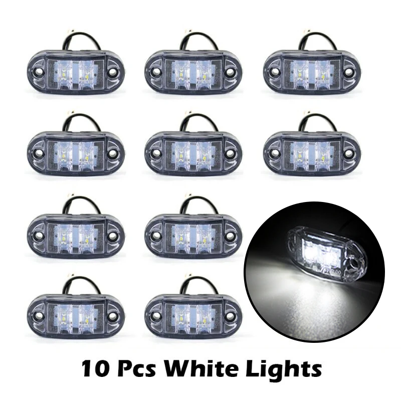 

6/10 шт. Сигнальная лампа 2 светодиодных боковых габаритных фонаря с овальным зазором, задний фонарь для прицепа, Грузовой автомобиль, 12 В 24 В, Аксессуары, Оранжевый, белый, красный