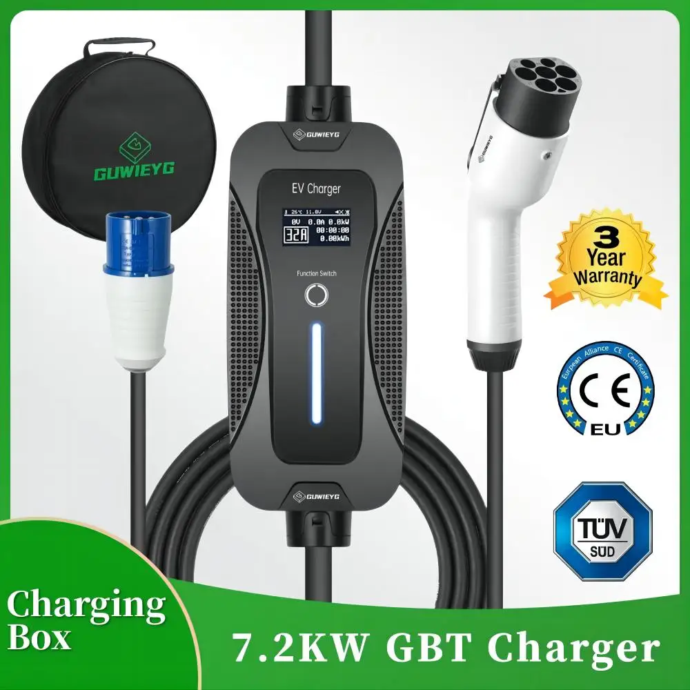 

GUWIEYG GBT Car Charger 32A Single Phase 7.2KW With CEE Blue Power Plug 5m Cable for GBT Electric Vehicle Charging