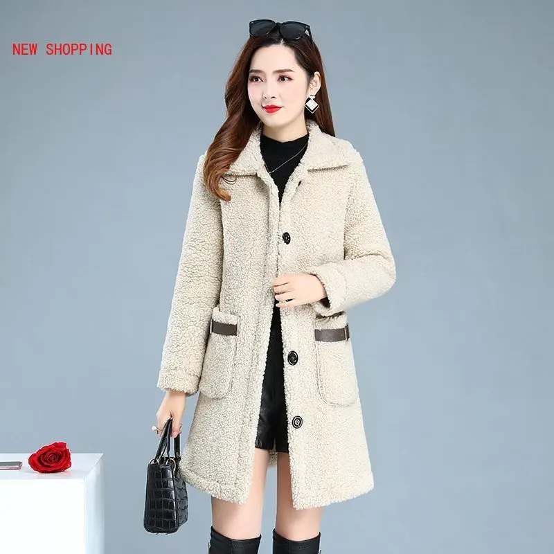 Female Plush Coats 2022 New Lambwool Thick Warm Plus Size Fur Jacket Women Furry Jackets Casual  Lapel Winter Clothing Slim Fit
