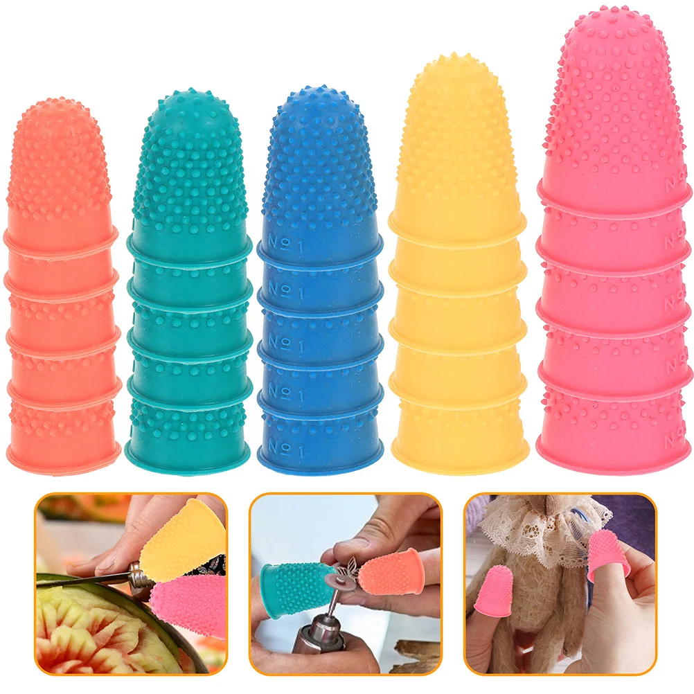 

50 Pcs Rubber Non-Slip Finger Cot Protectors Hot Glue Fingertip Silicone Bandages Gloves Tips Nonslip Work Thumb