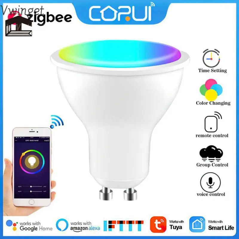 

Work With Alexa Google Home Smart Gu10 Light Bulb 100-240v Led Light Bulb Smart Home Dimmable Lamp Voice Control Zigbee Tuya