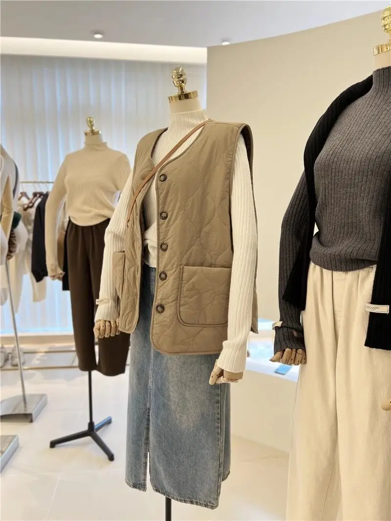 Двусторонний хлопковый жилет женское теплое пальто из овечьей шерсти зимнее