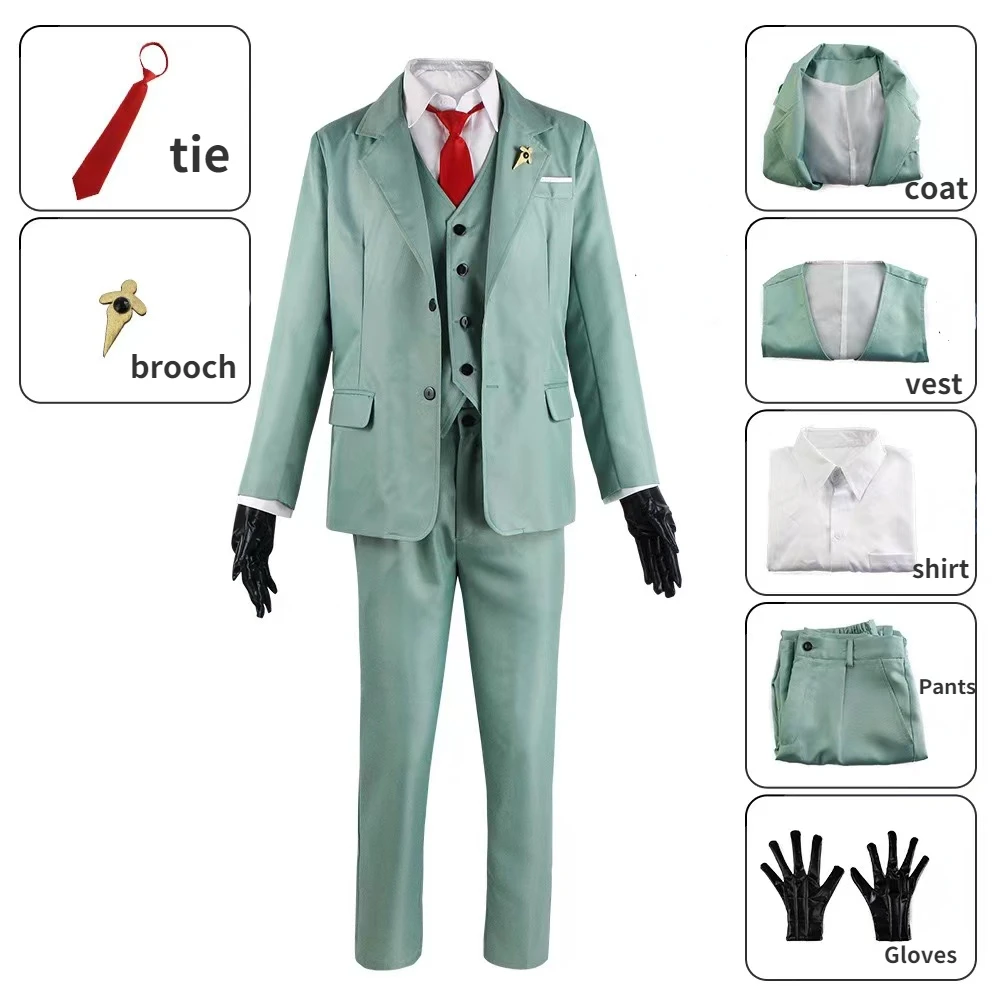 

Spy Family Loid Forger Cosplay Costume Light Green Suit Twilight Outfit Full Set Men Halloween Party Costume