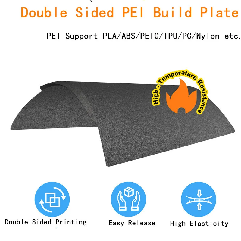 Двухсторонняя Текстурированная Черная Встроенная пластина PEI 185/250/280/330 мм для 3D