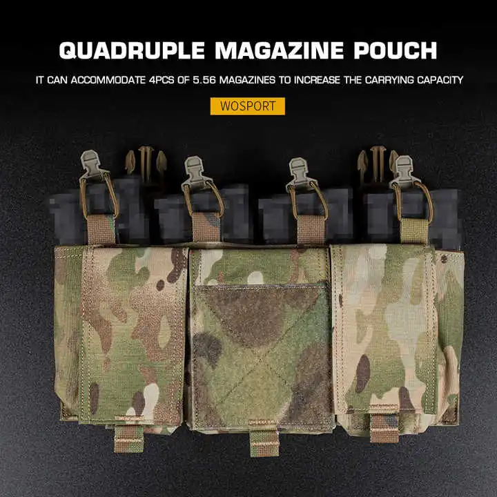 Фото Tactical Quad 5.56 Magazine GP Pouch Placard QASM Пряжка Передняя панель для CPC FCSK ARC JPC Plate Carrier Страйкбольный охотничий жилет №4
