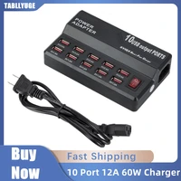 multi 10 port 12a 60w charger usb power quick charge station for iphone 7 5 5s 6 6s plus ipad lg samsung ac adapter