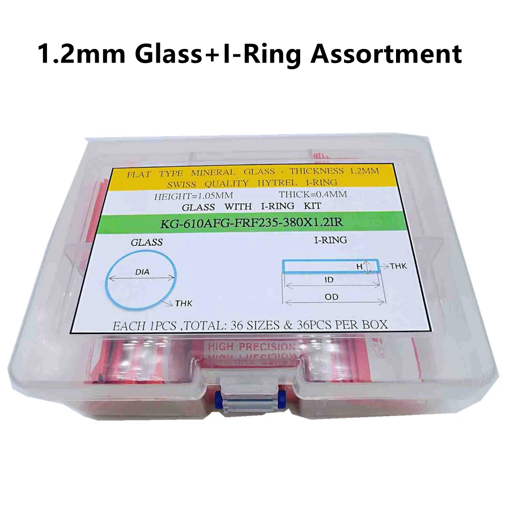 

Watch Accessories For DW Watch Replacement Watch Glass Kit RP-KG610 36Pcs/Box Assort Siz 1.2mm Watches Glass With Gasket I-Ring