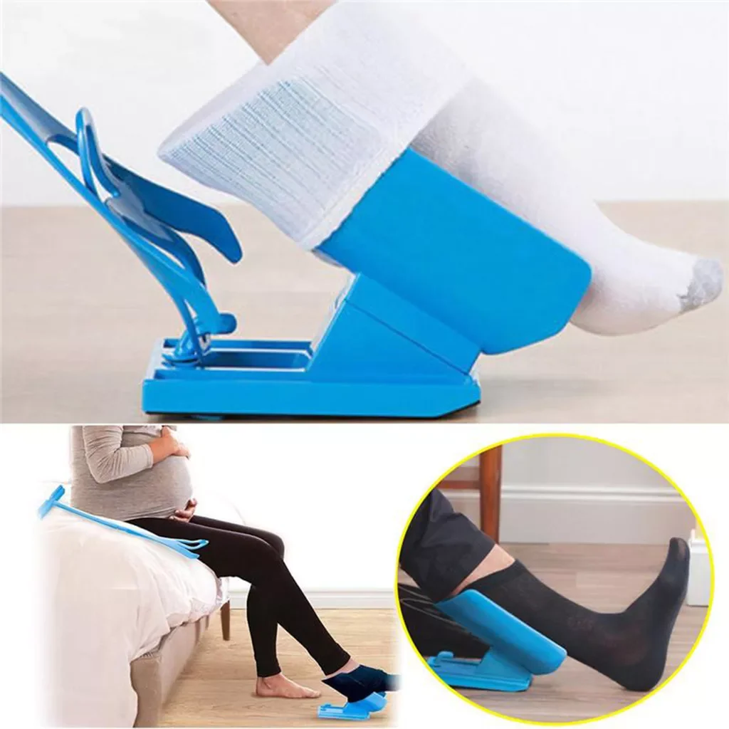 

Sock Slider Aid Blue Helper Kit No Bending Shoe Horn Suitable For Socks Foot Brace Support Helps Put Socks On Off