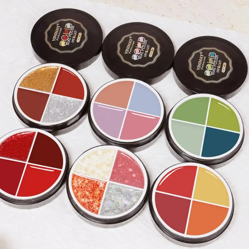 

4 Color Solid Canned Nail Gel Polish UV LED Phototherapy Varnish Gel DIY Nail Painting Gel Polish Nail Art Designs TSLM1
