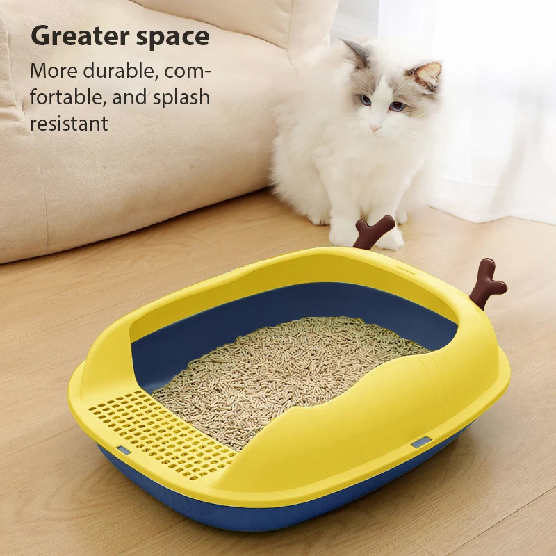 

Cat litter box design Semi-enclosed Sandbox big space toilet Prevent splash Tray goods for kittens big sand litter cat bedpans