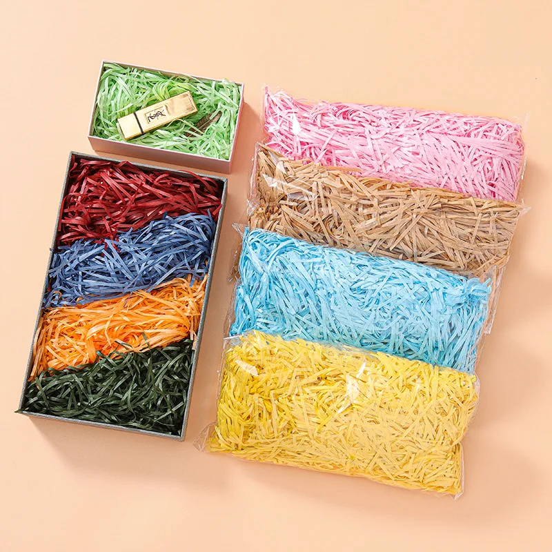 

20/50/100g Colorful Shredded Crinkle Lafite Paper Raffia Filler DIY Wedding Party Gift Box Candy Material Packaging Filler bags